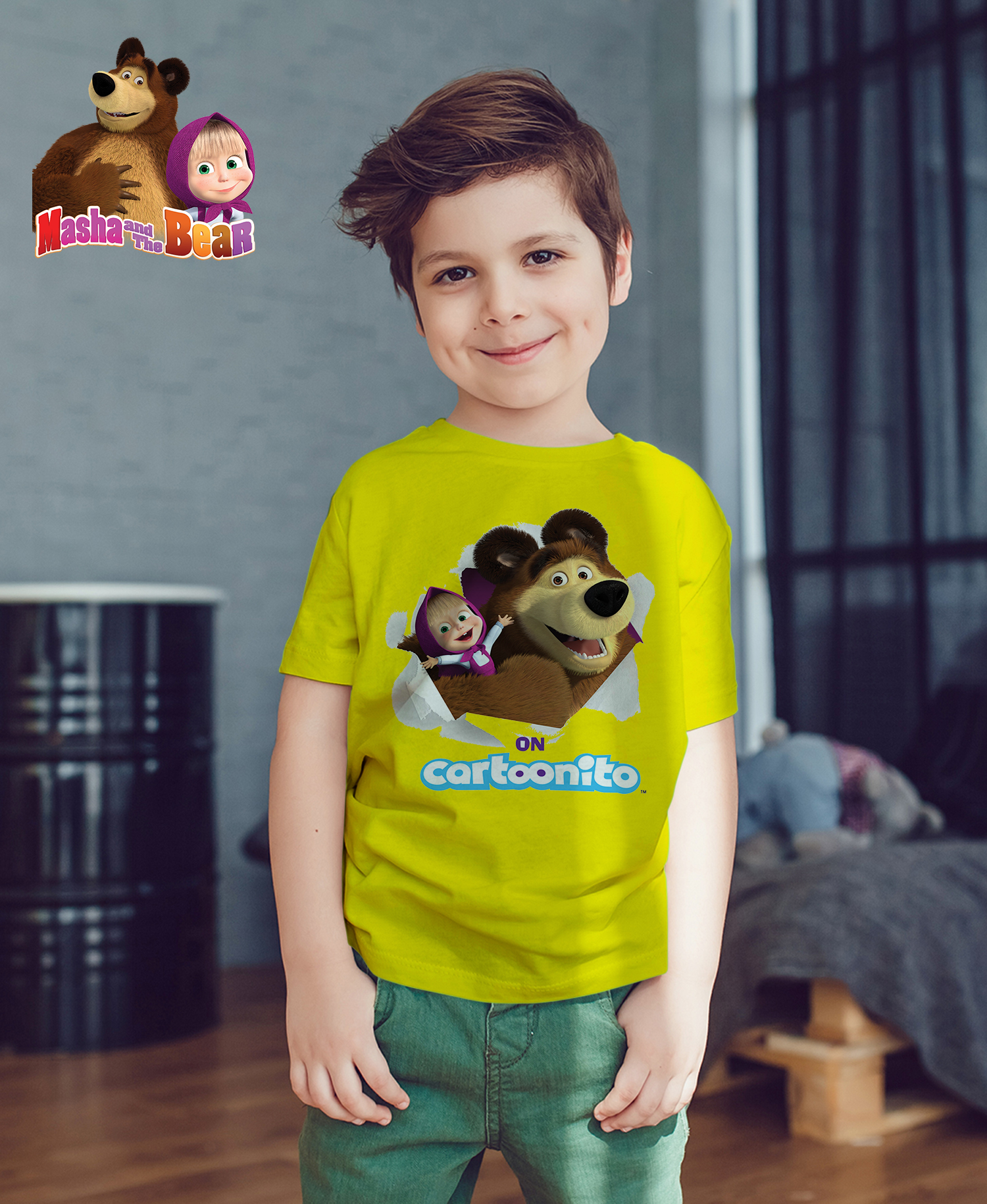Áo thun Cotton Unisex - Movie - Masha and The Bear - Cặp đôi Masha and The Bear