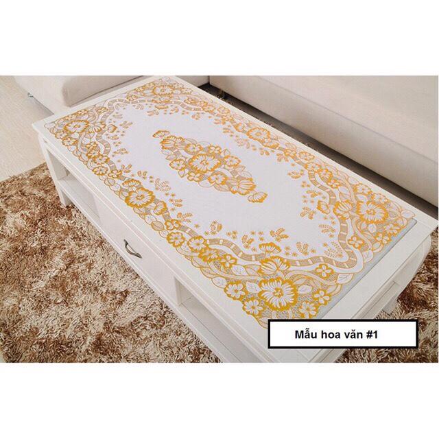 khăn trải bàn dập hoa nổi Vàng 60cm x 120cm