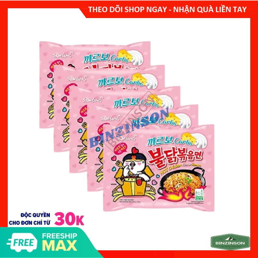 Mì cay samyang carbo sốt kem phomai hồng hàn quốc loại ngon - binzinson