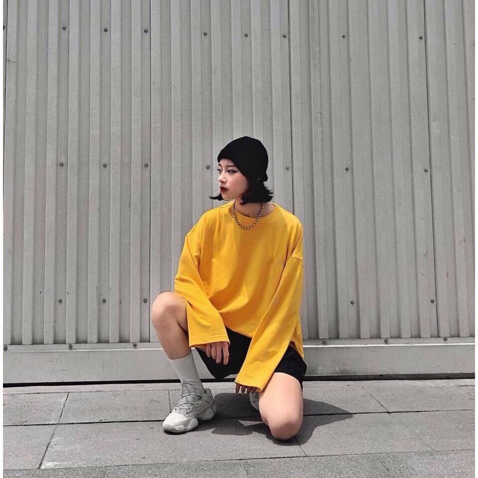 Áo sweater basic tay dài - áo unisex trơn hot nhiều màu