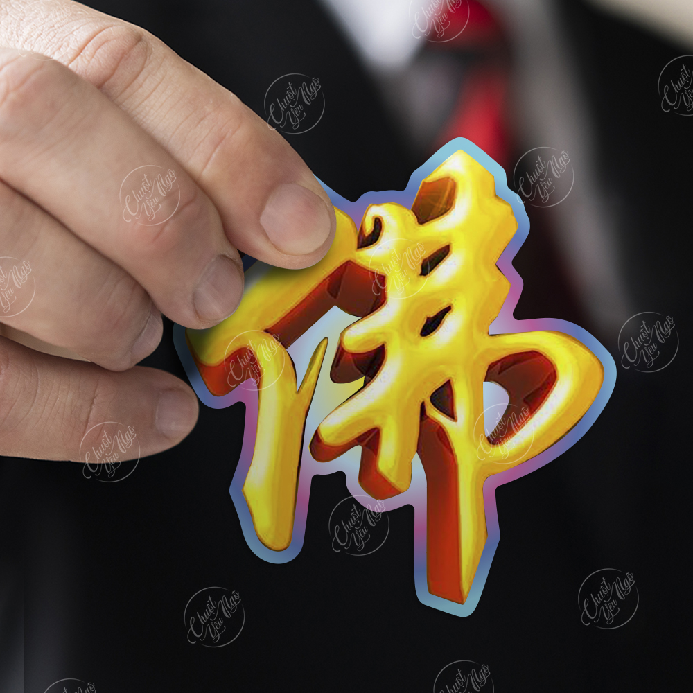 Bộ 5 miếng dán hình Phật dùng để trang trí cầu may mắn bình an