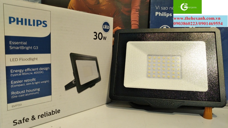 Đèn pha Led Philips chống nước, IP65 BVP150 30W SWB CE (Trắng/Vàng/Trung tính)