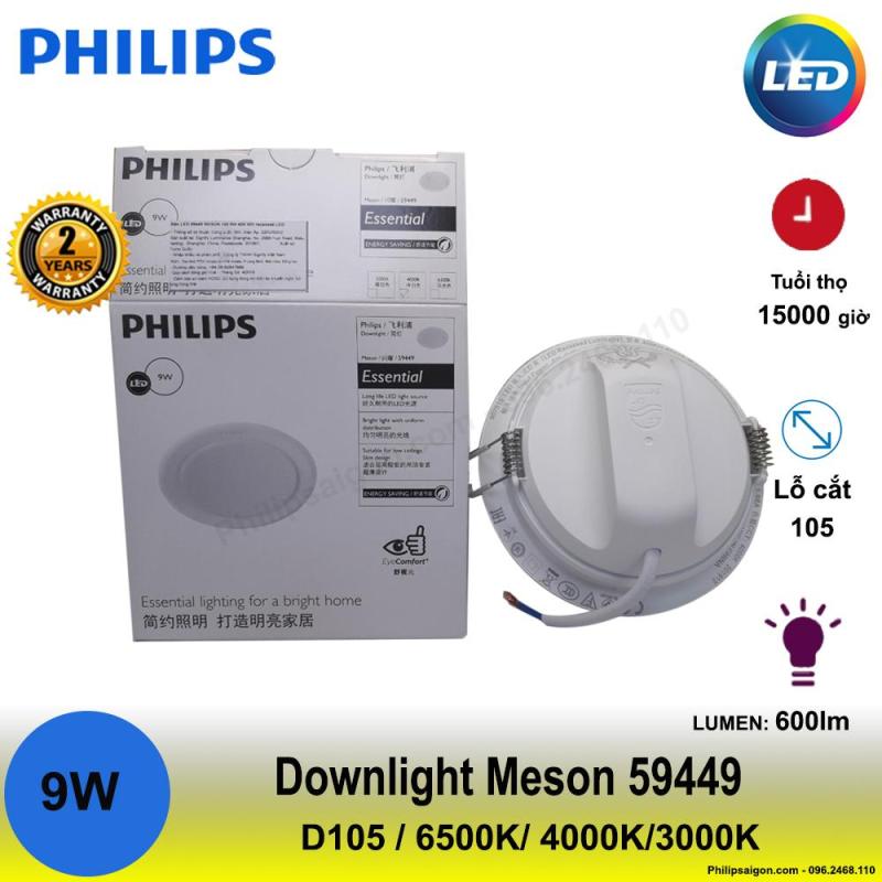 ( Combo 6 - 3) Đèn Downlight Led Philips Meson 59449 9W D105