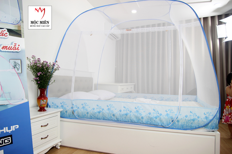 Màn chụp tự bung ĐỈNH RỘNG 1m8x2m cao cấp MỘC MIÊN - Mùng Chụp Xếp Gọn Di Động Siêu Bền