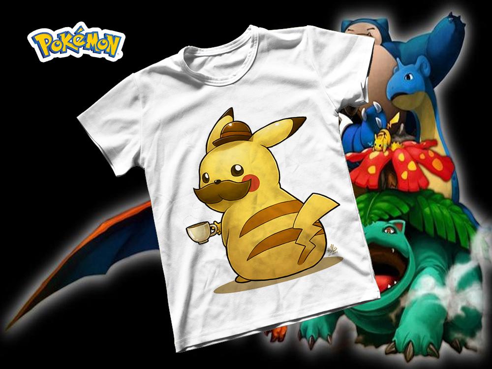 [HCM]Áo thun Cotton Unisex - Anime - Pókemon - Pikachu già nua