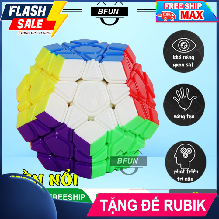 ( MUA 1 TẶNG 1 - FREE SHIP ) Rubik Biến Thể Megaminx 3x3 (VIỀN NỔI) Loại Xịn - Khối Rubik Biến Thể 12 Mặt, Cục Rubik Trơn Mượt, Rubik Giá Rẻ, Robik, Rubit, Đồ Chơi Trẻ Em BFUN (Shop có bán Rubik 3x3 Giá Rẻ Siêu Mượt, Rubik 2x2,..) - Tặng đế Rubik