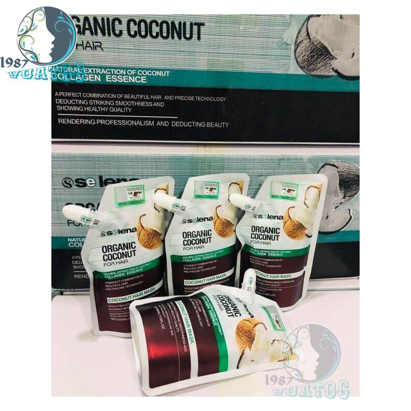 [Tặng Mũ ủ]Kem ủ tóc Dừa Selena organic mềm mượt 500ml