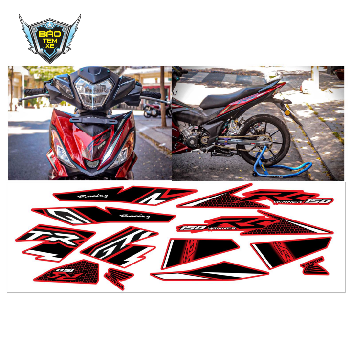 Tem rời xe winner RS tổ ong đỏ đen