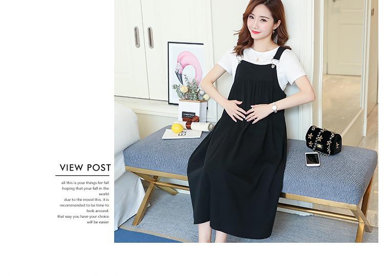 Đầm bầu yếm dài qua gối - Form rộng (nguyên set gồm áo và yếm)