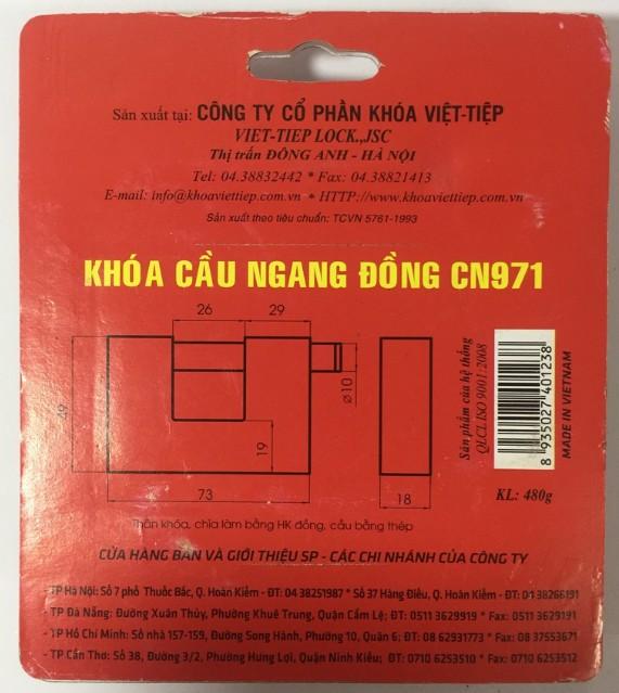 [HCM]Khóa cầu ngang Việt Tiệp CN971 (Vàng)
