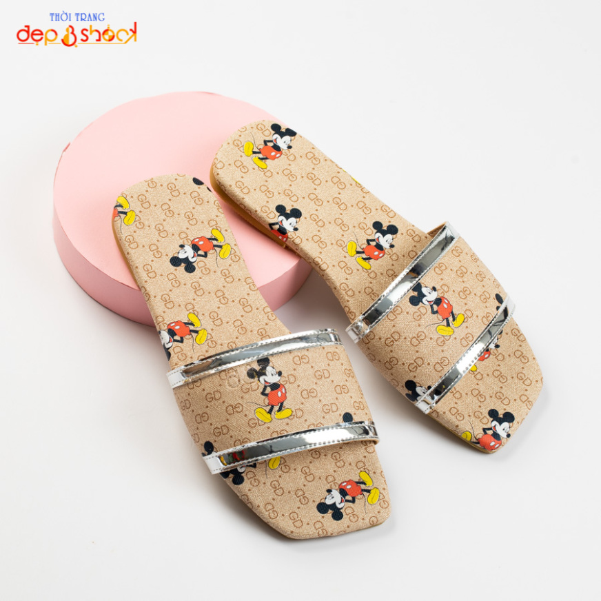 Dép nữ quai ngang hoạt hình HOT TREND Dế bằng Dep&shock có size lớn 41 42 43 giá rẻ