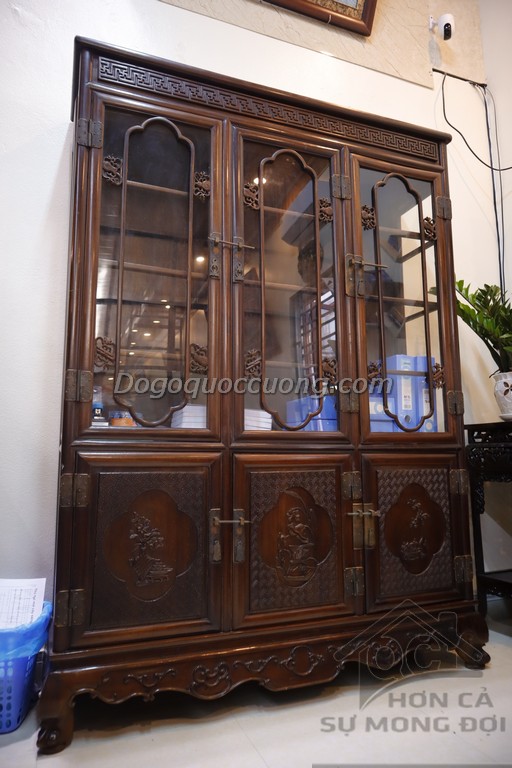 Tủ sách gỗ gụ phòng khách
