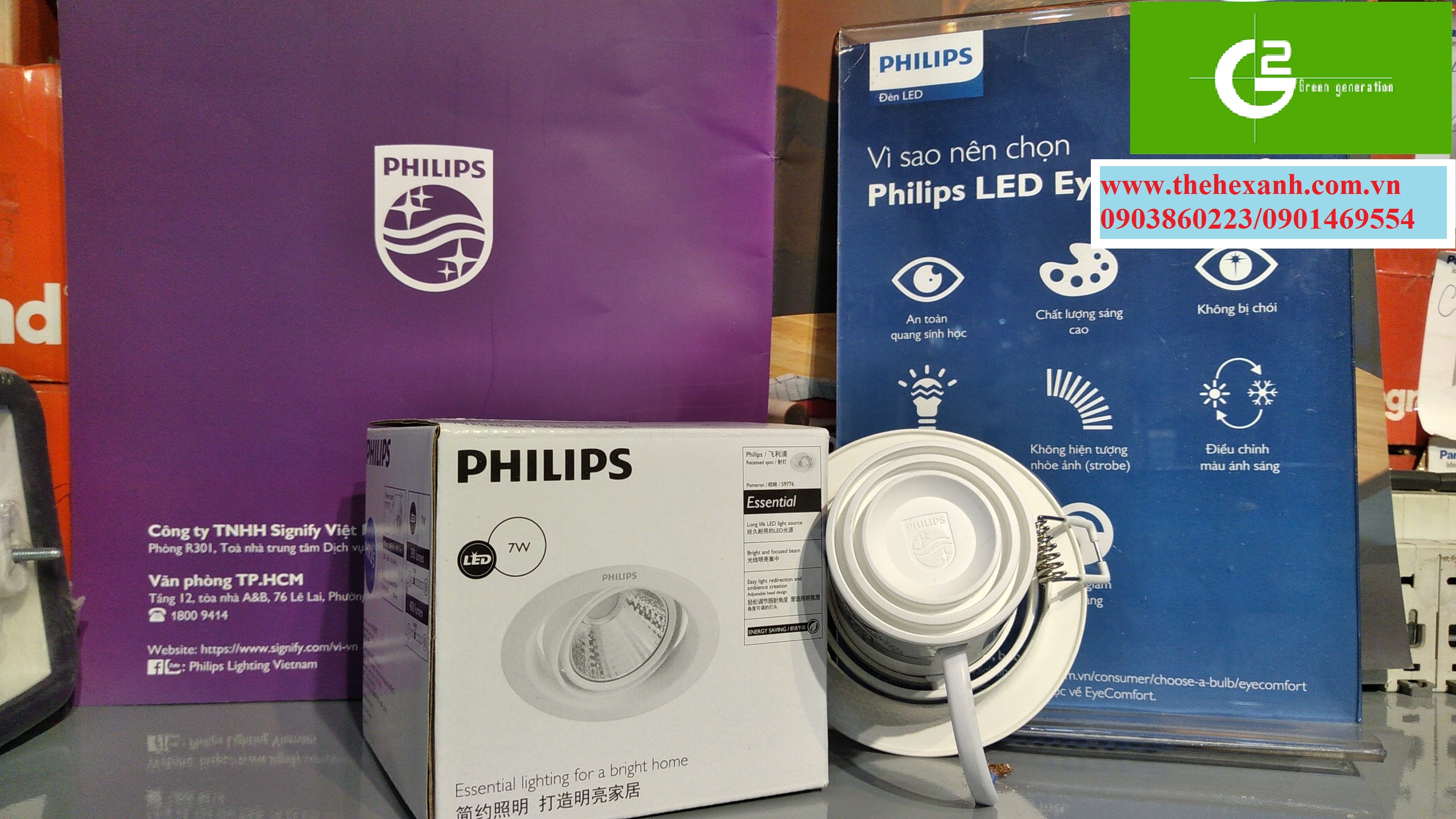 Bộ đèn chiếu điểm Philips LED 59776 POMERON 070 7W (Trung tính/ Vàng)