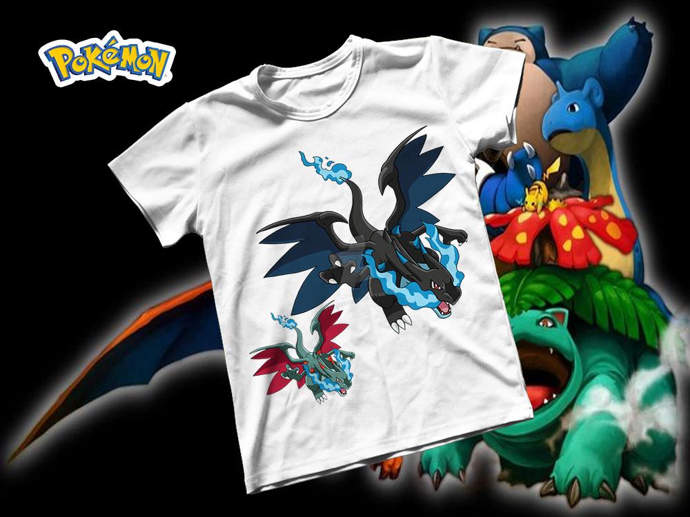 [HCM]Áo thun Cotton Unisex - Anime - Pókemon - Lizardon Mega X
