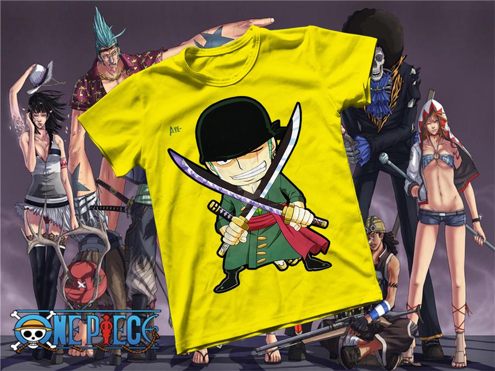 [HCM]Áo thun Cotton Unisex - Anime - One Piece - Hải tặc roronoa zoro cực ngầu chibi