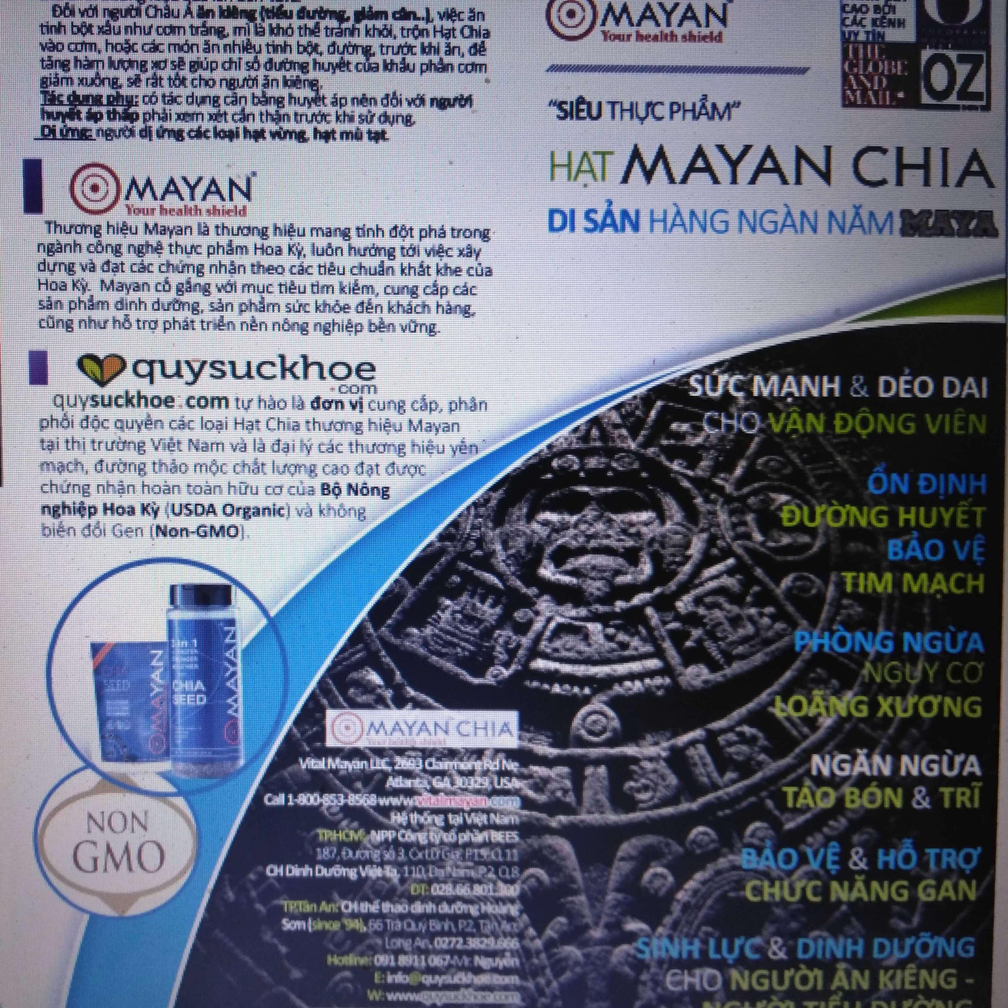 Hạt Chia seed Organic Mỹ Mayan đen 113gr