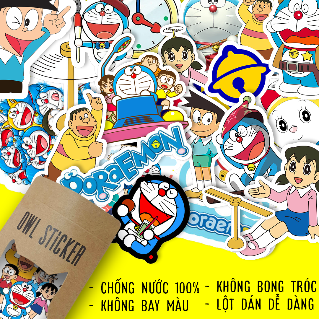 Bộ hình dán trang trí không thấm nước Doraemon Sticker siêu dễ thương