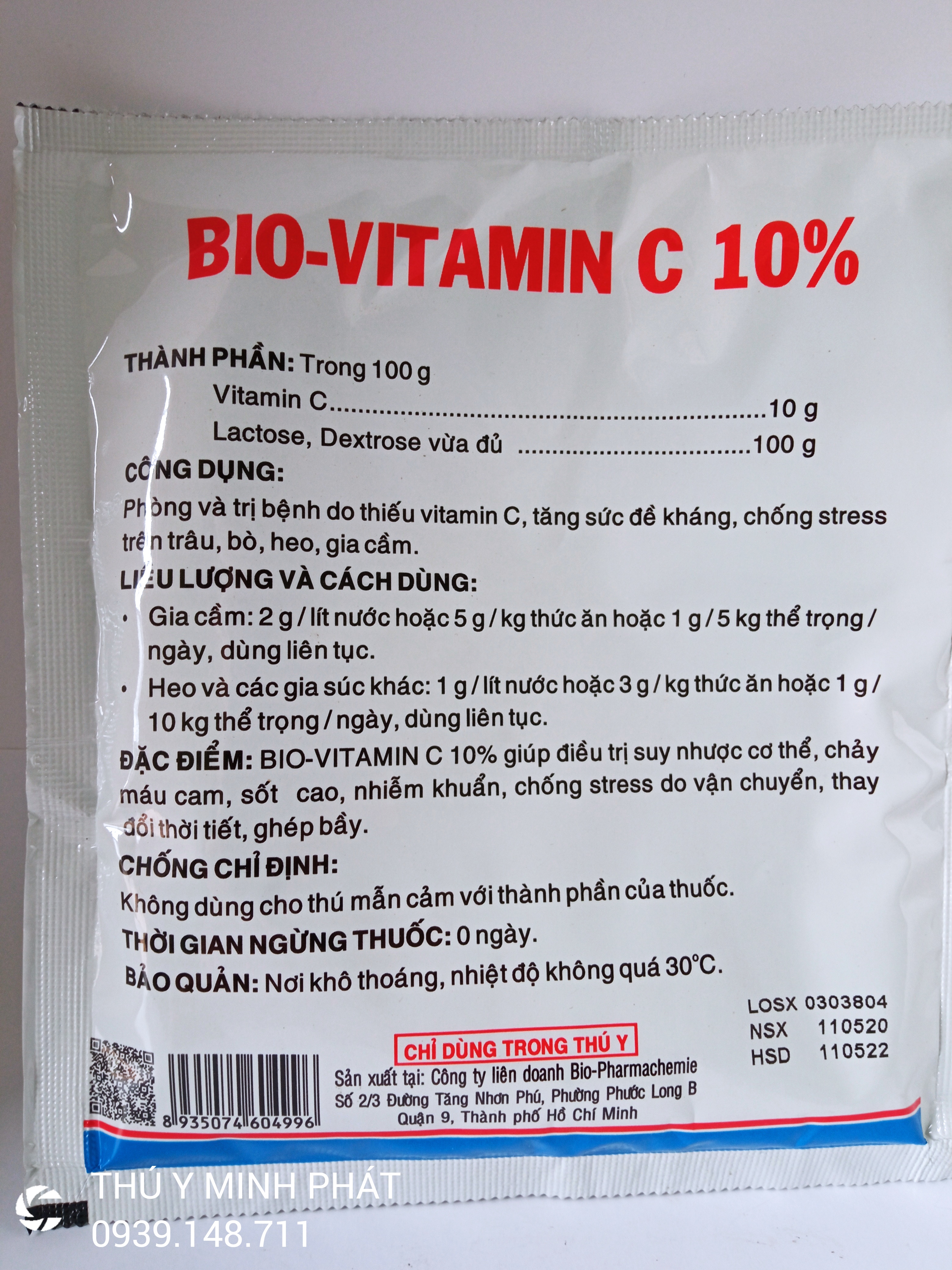 Bio Vitamin C 10% gói 100gr