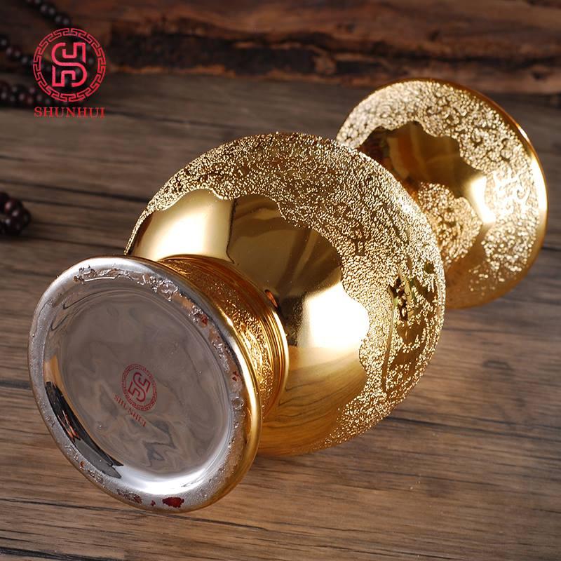 Bình bông thờ cúng sứ kim sa 10 cao 25cm