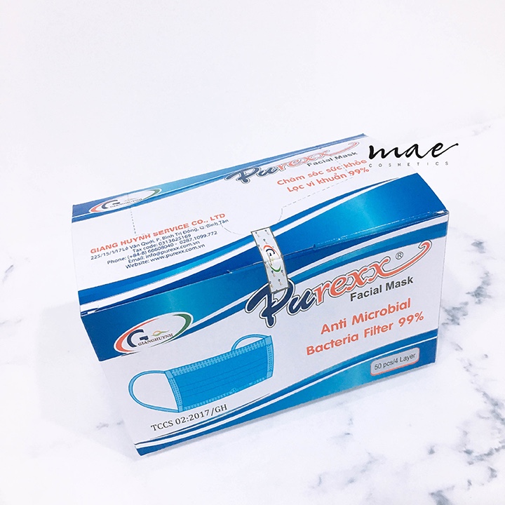 Che mặt kháng khuẩn 4 lớp Pu-rex xanh