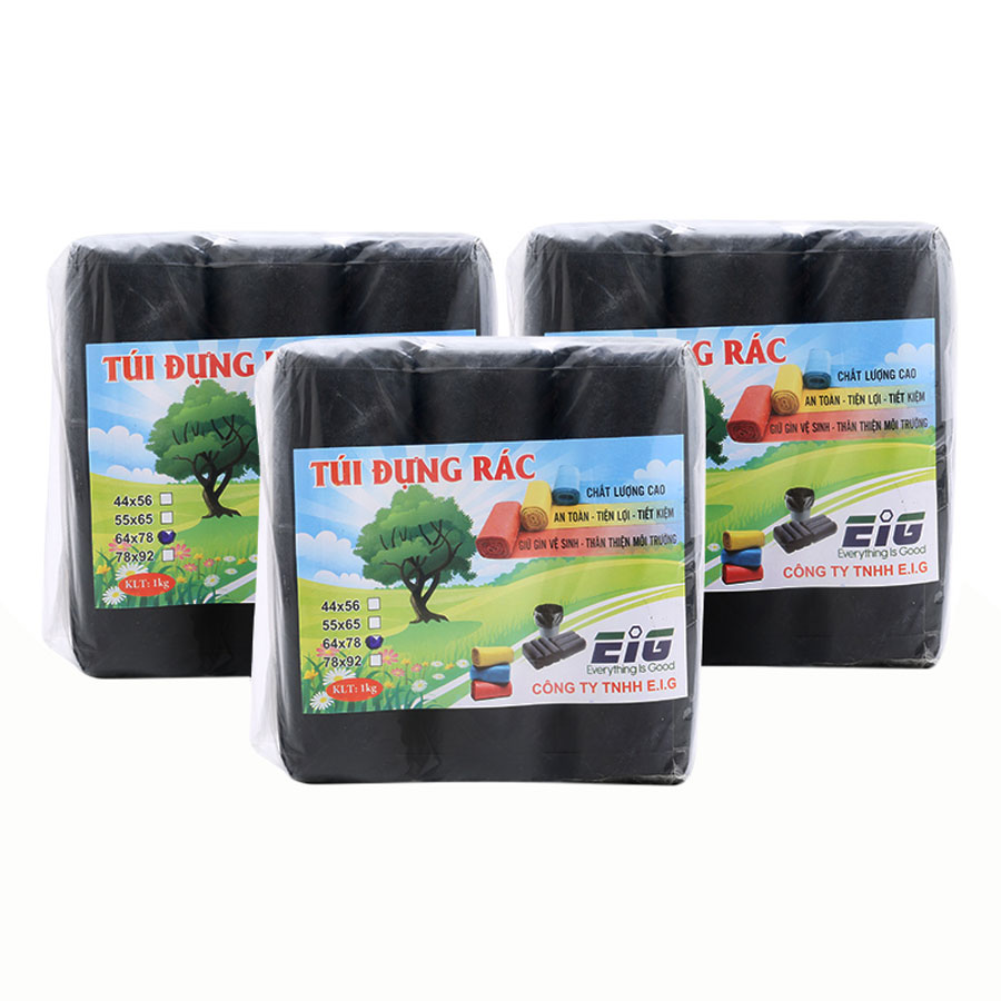 Túi rác nts không lõi đáy túm commercial product đặc đại 78x92cm - đen gói 2 cuộn 800gr - 8001077500