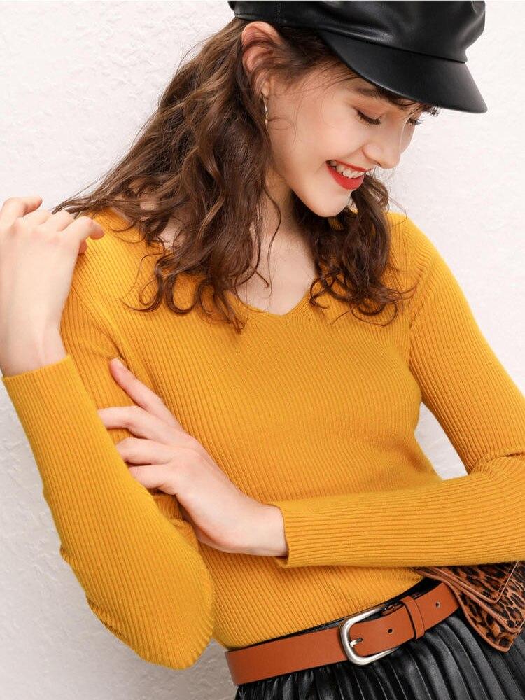 Áo Len Tăm Cổ Tim Tay Dài Cuốn Biên