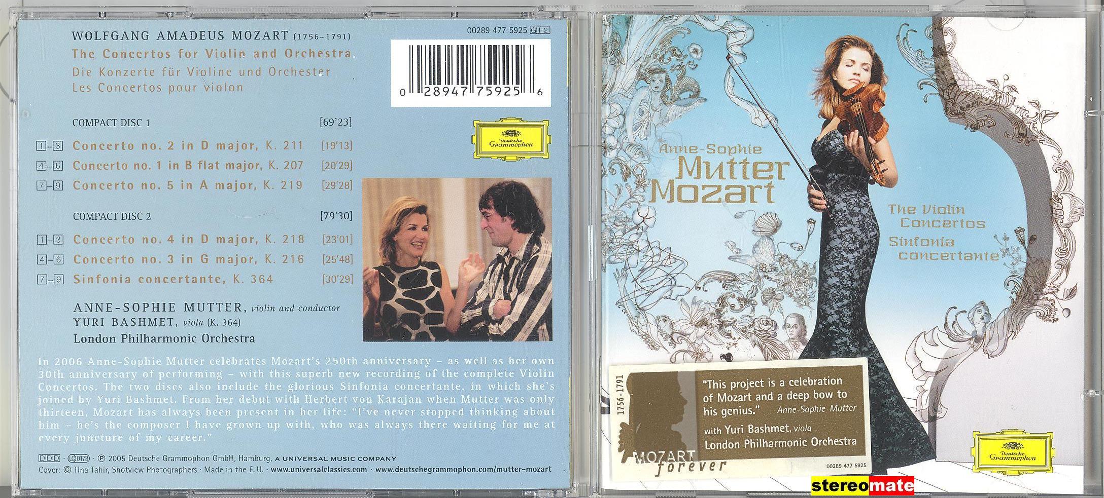 stereomate - Đĩa nhạc - CD gốc: Anne-Sophie Mutter -  Mozart - Violin Concerto 1~5  [2CD]