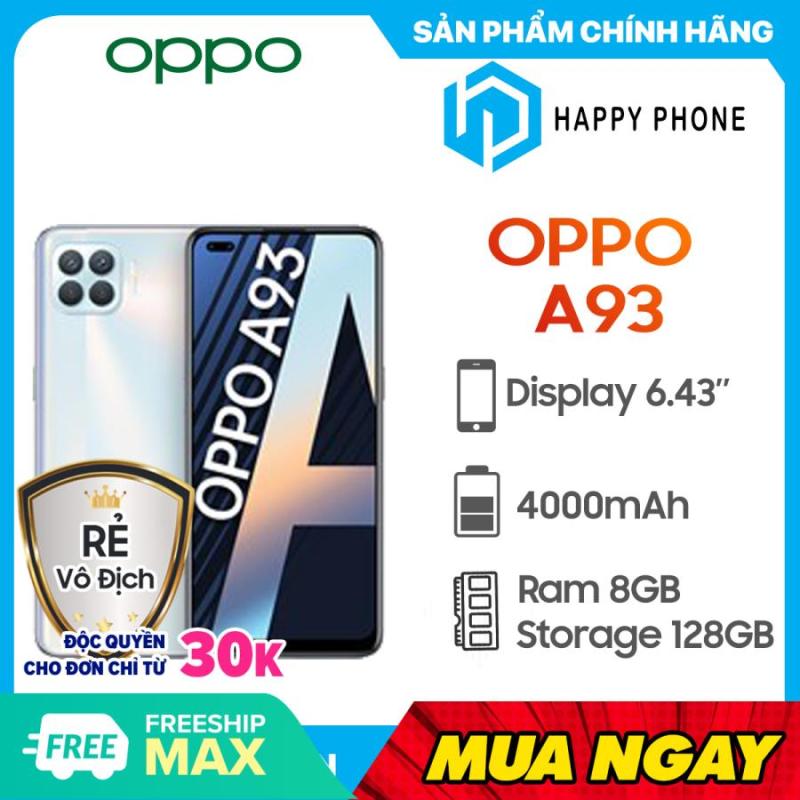 Điện thoại Oppo A93  Rom 128GB Ram 8GB, Màn hình 6.43, Snapdragon 665 8 nhân, Pin 4000mAh có sạc nhanh  Điện thoại chính hãng, mới 100%, nguyên seal, bảo hành chính hãng 12 tháng