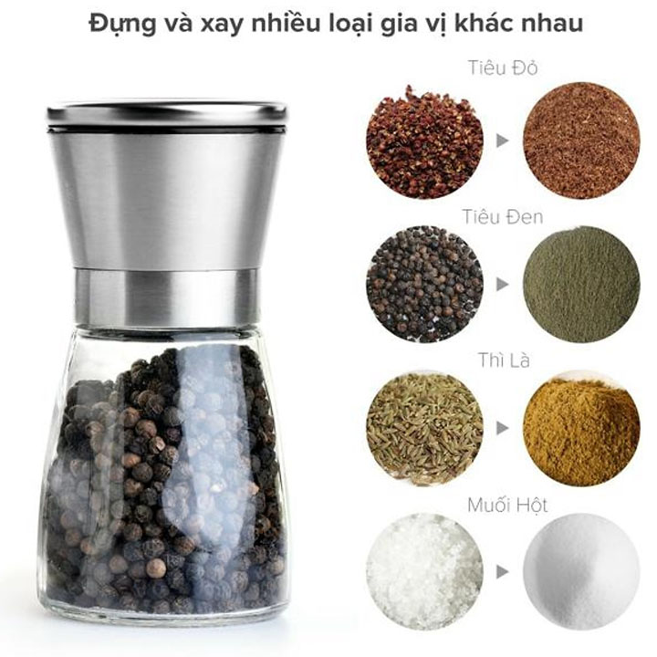 Cối Xay tiêu cầm tay nắp Inox