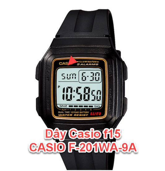 Dây đồng hồ F15, Casioo F-201WA-9A