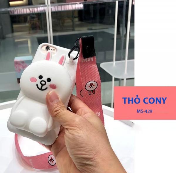 ỐP THỎ CONY TRẮNG KÈM VÍ CHO IPHONE (Tặng dây đeo)  7/8 plus