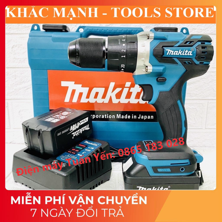 MÁY KHOAN PIN MAKITA 118V ĐỘNG CƠ KHÔNG CHỔI THAN ĐẦU AUTO LOCK 13MM