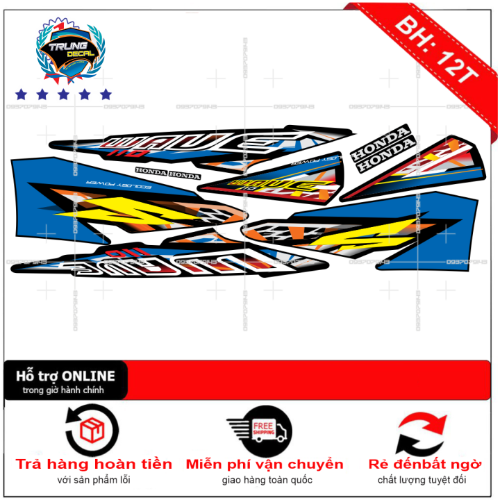 Tem rời xe wave nhỏ đời đầu xanh đen