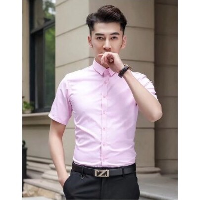 [HÀNG VNXK - CHỐNG NHĂN] Sơ mi nam ngắn trơn cao cấp vải cotton lụa mát mẻ chống nhăn phong cách Hàn Quốc