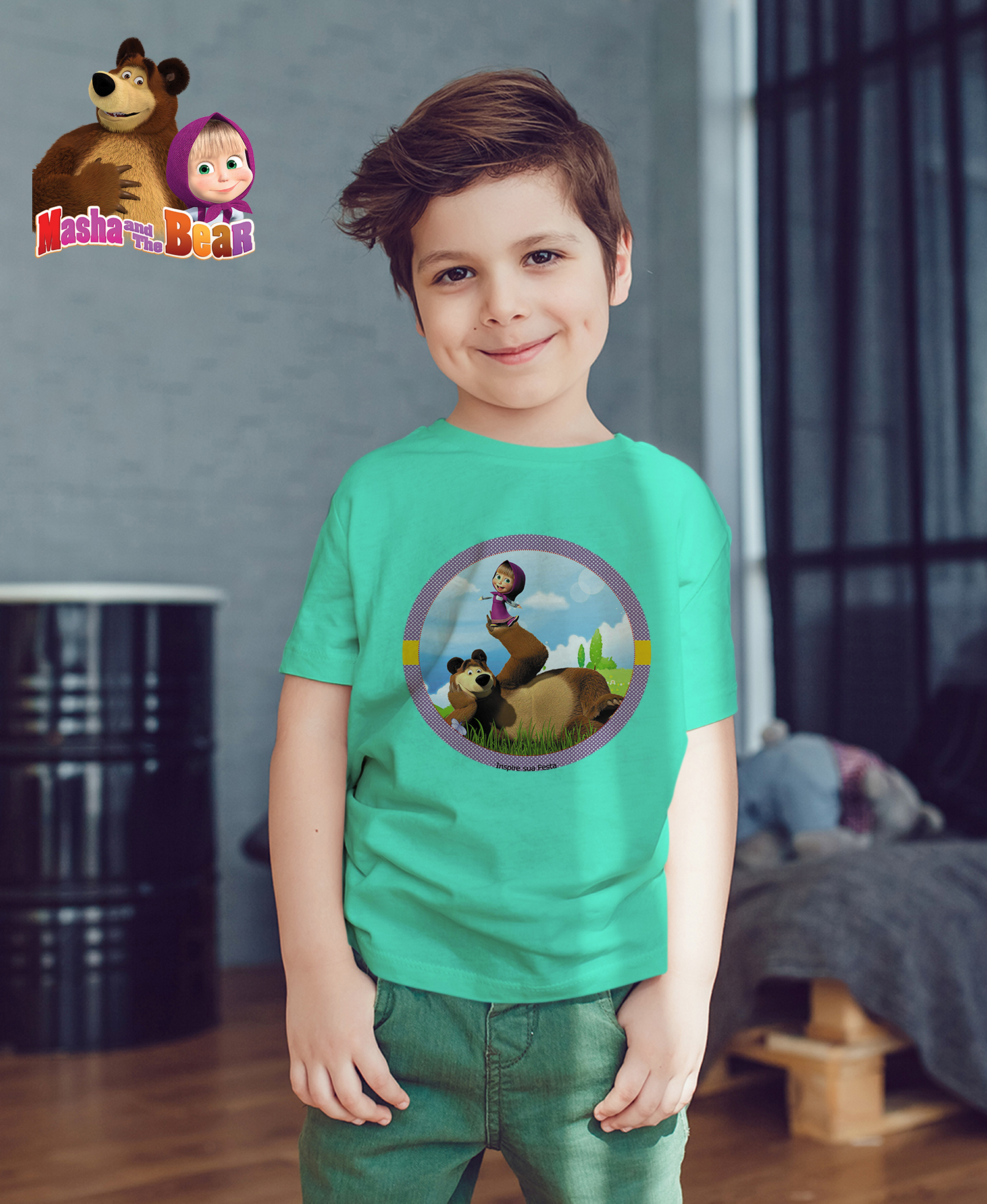 Áo thun Cotton Unisex - Movie - Masha and The Bear - Cặp đôi Masha and The Bear