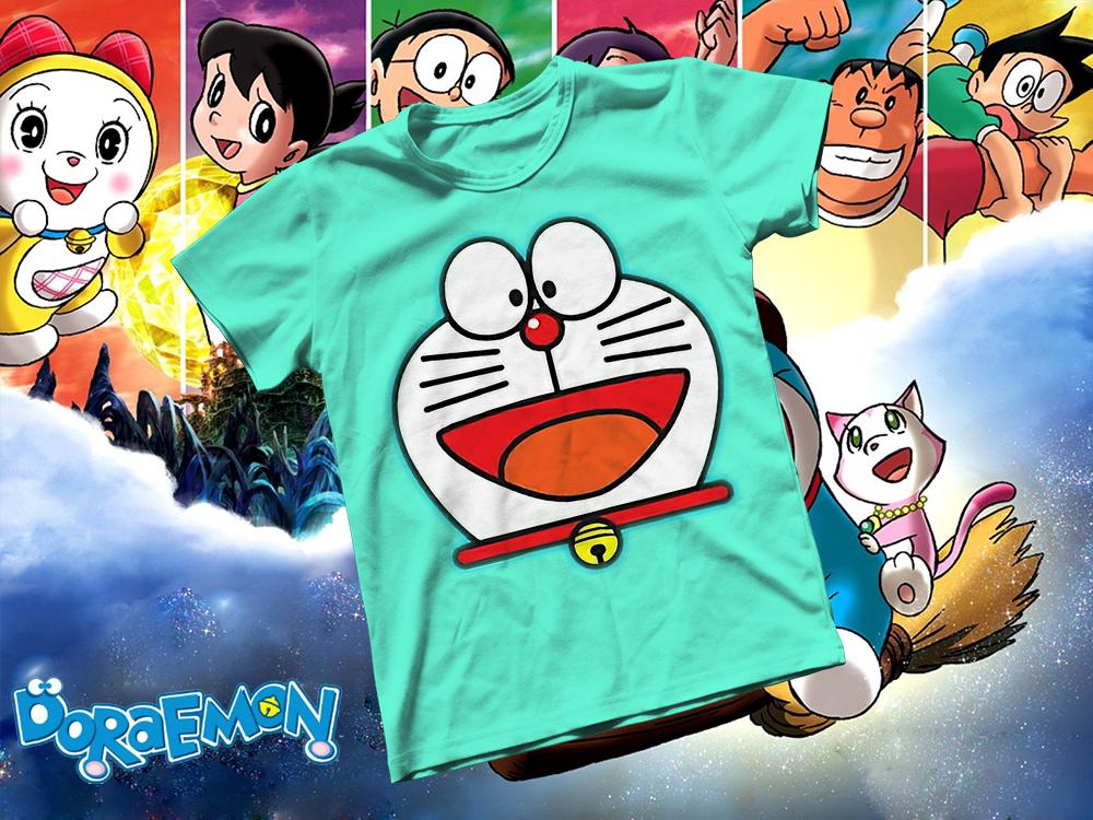 Áo thun Cotton Unisex - Anime - Doraemon - Mặt Doraemon dễ thương