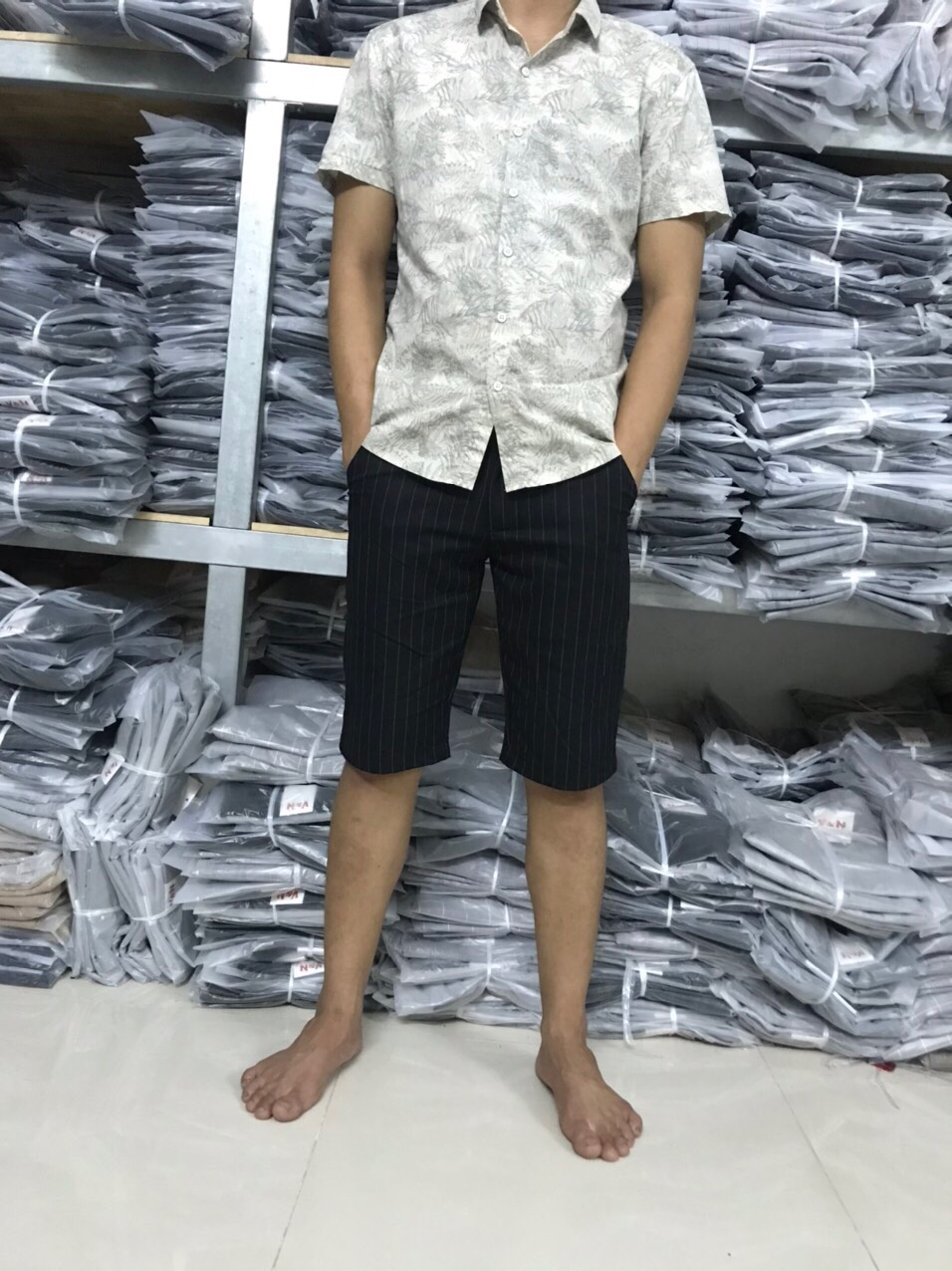 [HCM]quần short tây âu caro sọc dọc