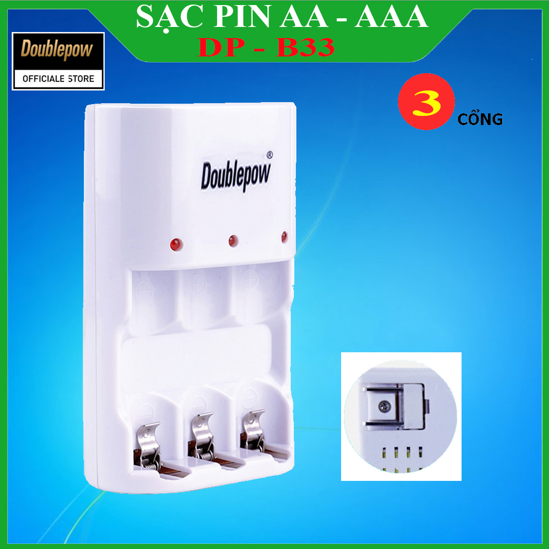 Bộ sạc pin tiểu đa năng Doublepow loại 3 cổng - DP-B33