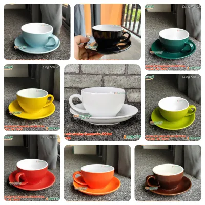 [CAO CẤP] Bộ ly sứ uống cafe Cappuccino nhiều màu Gốm Bát Tràng AZ
