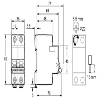 Aptomat MCB 2P 20A Schneider (MCB) -EASY9 - 4.5KA-230V