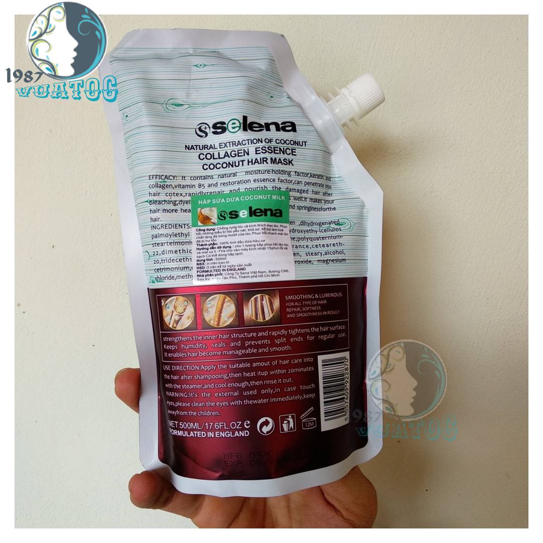 [Tặng Mũ ủ]Kem ủ tóc Dừa Selena organic mềm mượt 500ml