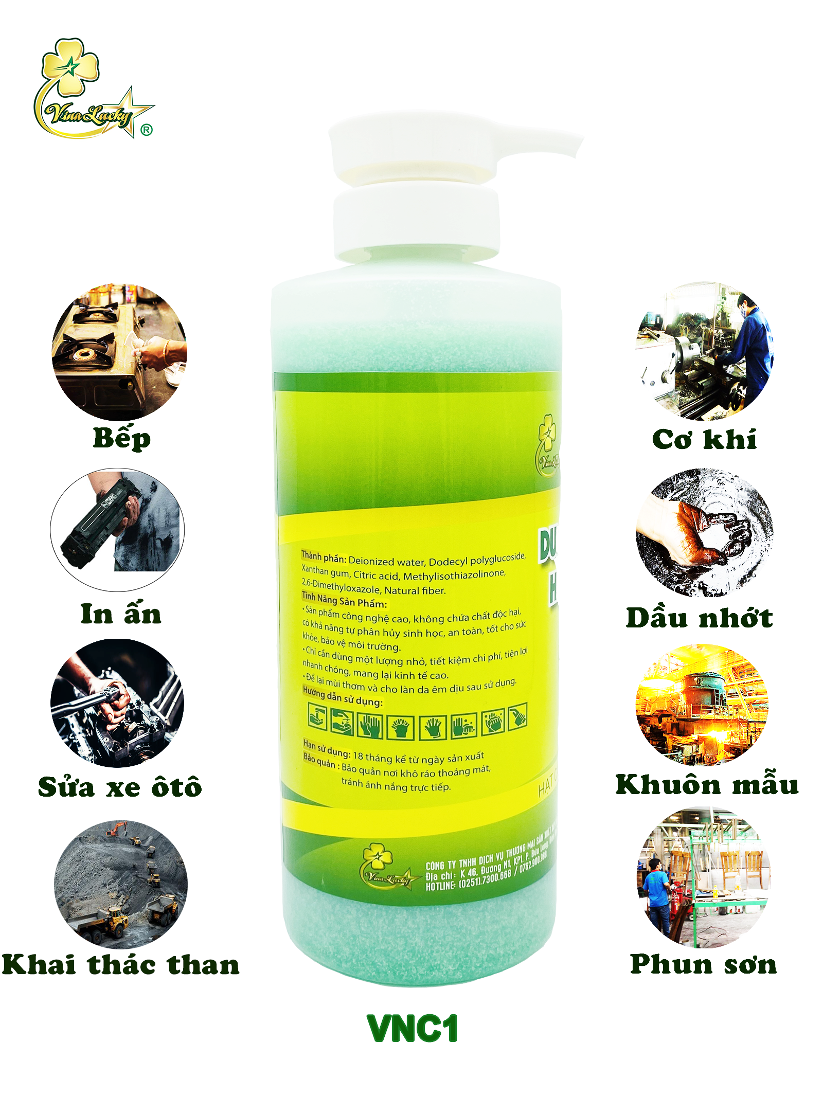 Dung dịch rửa tay hạt cát đa năng VinaLucky 1L