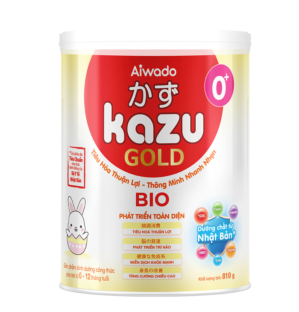 Sữa bột Aiwado KAZU BIO GOLD 0+ 810g dưới 12 tháng - Tinh tuý dưỡng chất