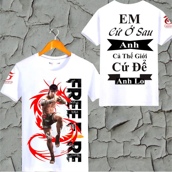Áo Thun Free Fire cổ tròn cotton màu trắng co dãn 4 chiều mềm mịn cực đẹp in hình 3D sắc nét Kla FF