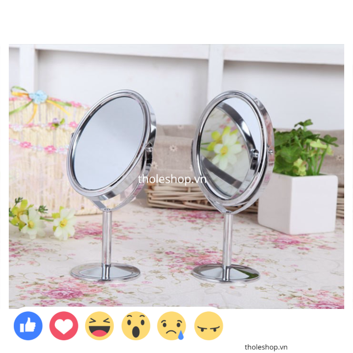 [HCM][SALE] Gương tròn trang điểm 2 mặt gương - Gương để bàn 2 mặt tiện lợi - Gương soi 2 mặt xoay 360 độ