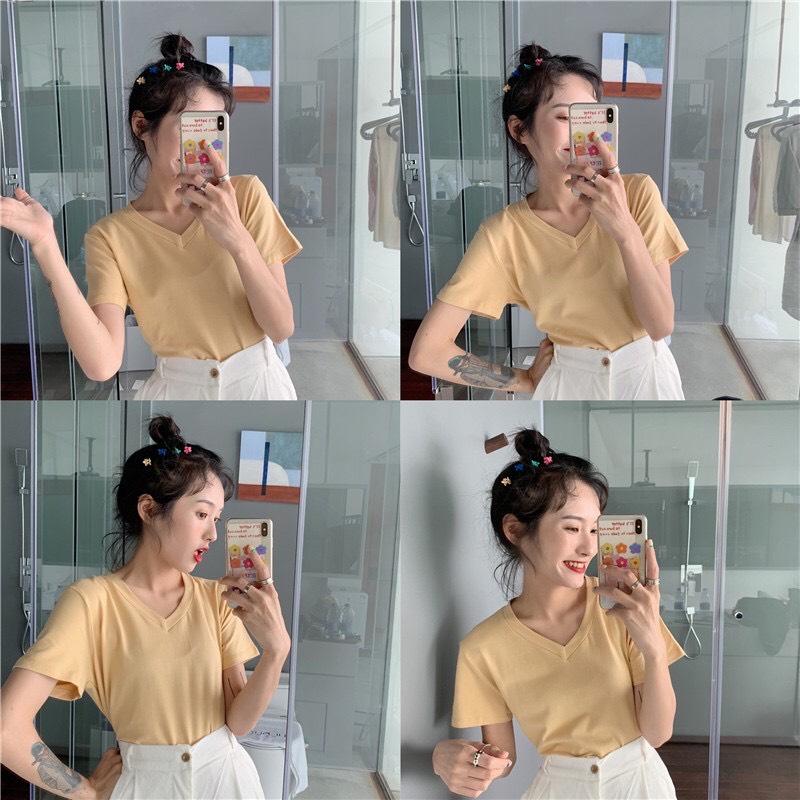 [HCM]ÁO THUN CROPTOP CỔ TIM NỮ