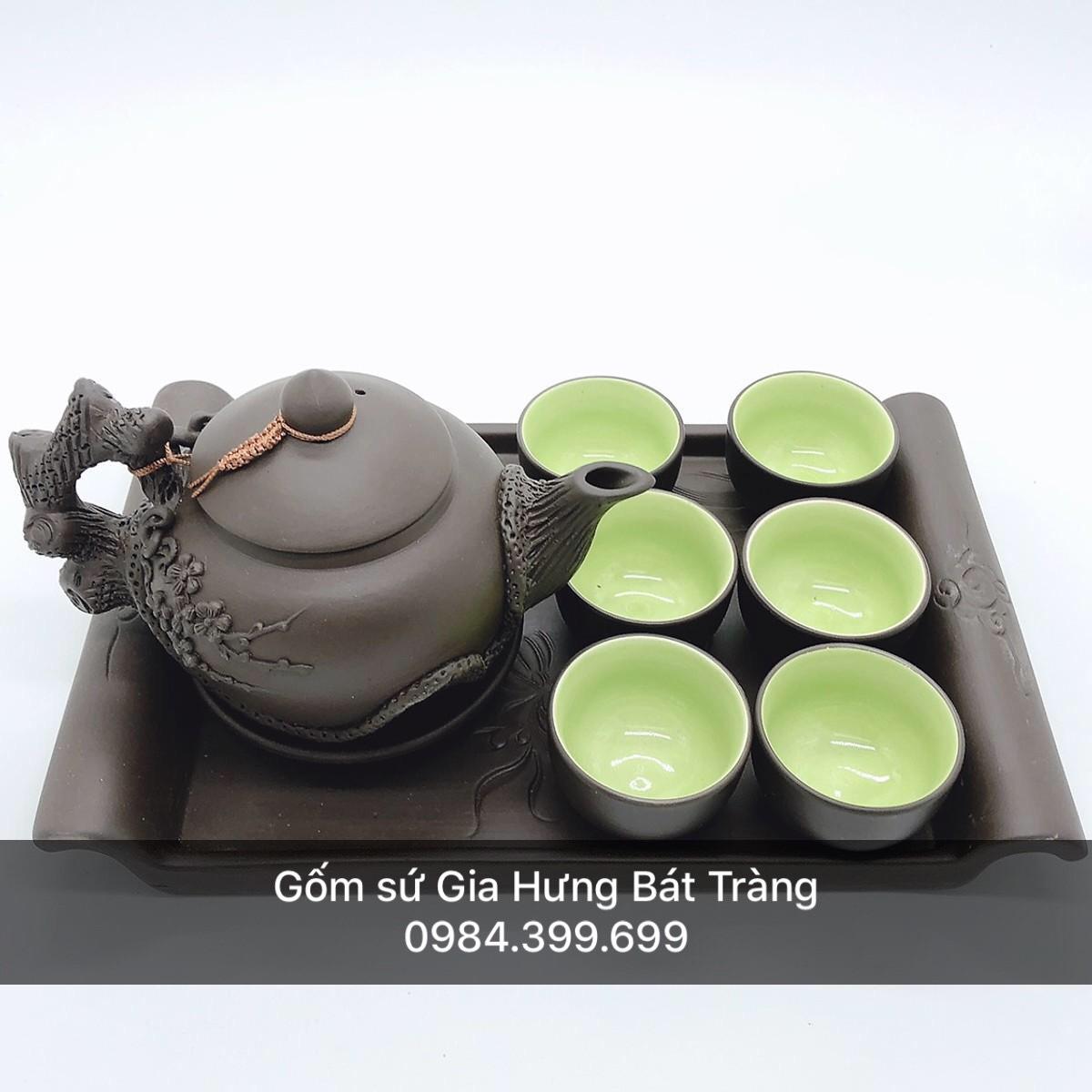 Bộ ấm chén gốm Gia Hưng Bát Tràng