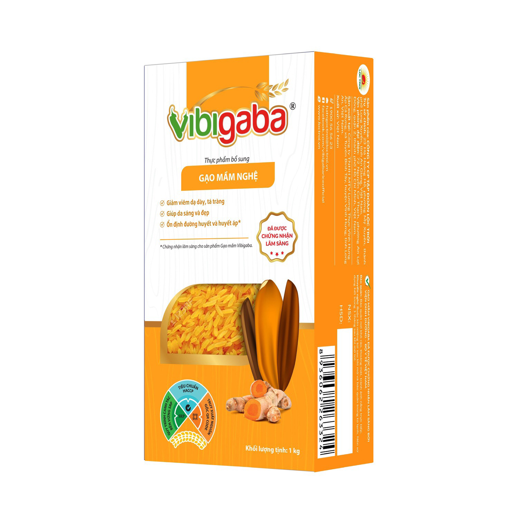 Gạo Mầm Vibigaba Nghệ Hộp 1Kg - Giảm viêm dạ dày tá tràng