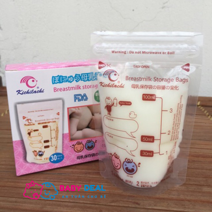 TÚI TRỮ SỮA KICHILACHI 100ML NHẬT(HỘP 30 TÚI)