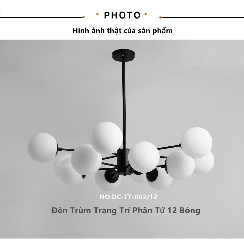 Đèn trùm trang trí phân tử 6 bóng 12 bóng